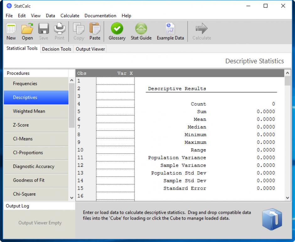 StatCalc Free main screen