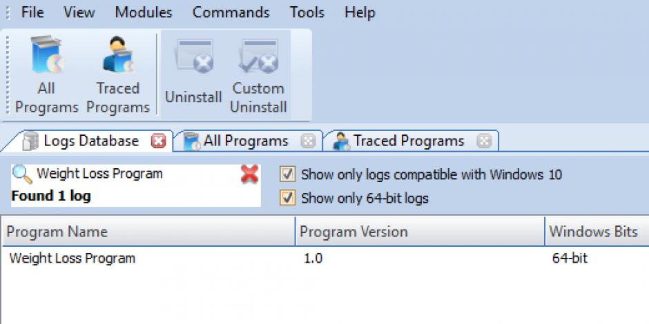 revo uninstaller pro uninstall weight loss program using logs database