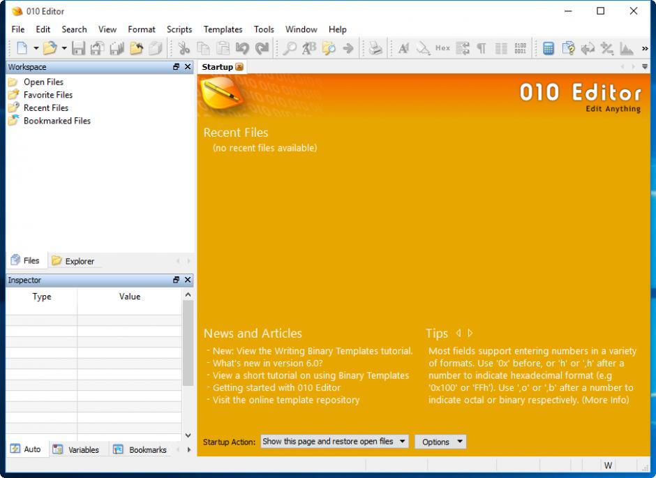 010 Editor main screen