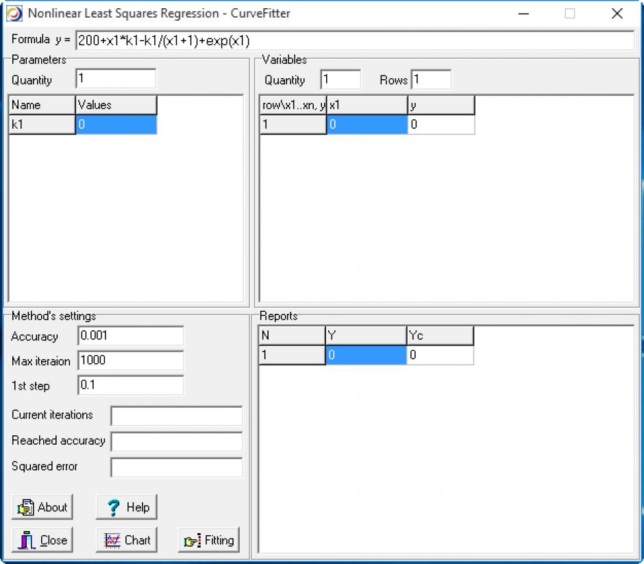 CurveFitter main screen