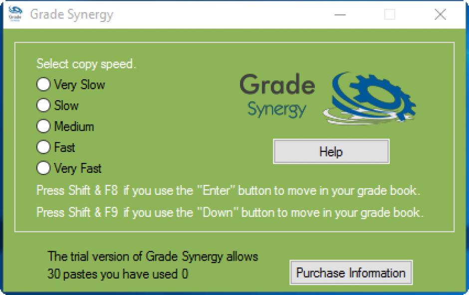 Grade Synergy main screen