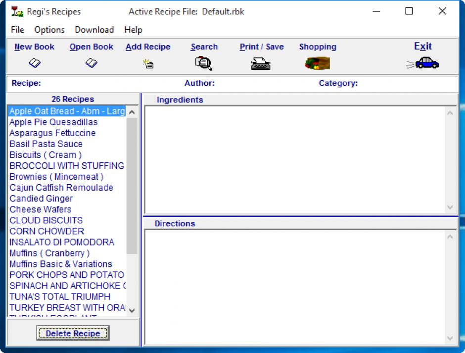 screenshot of program