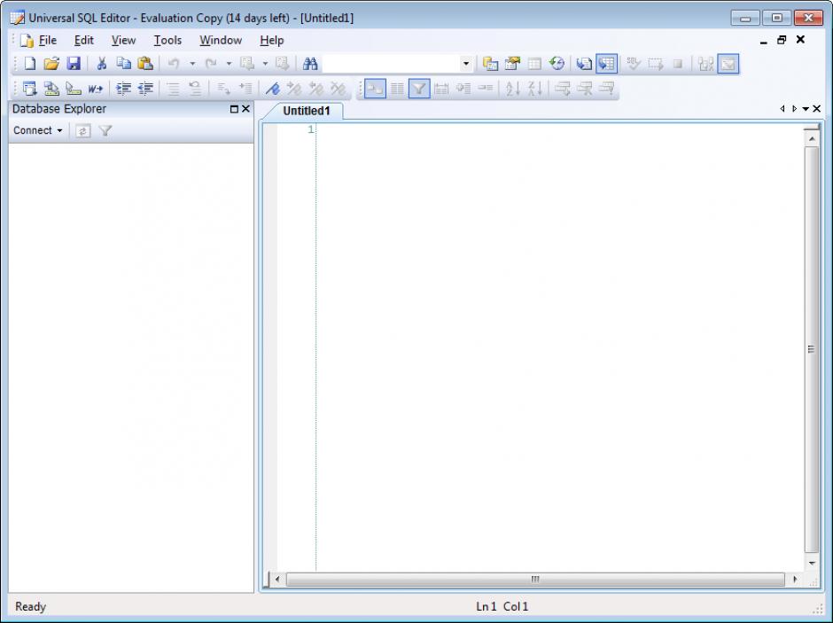 Universal SQL Editor main screen
