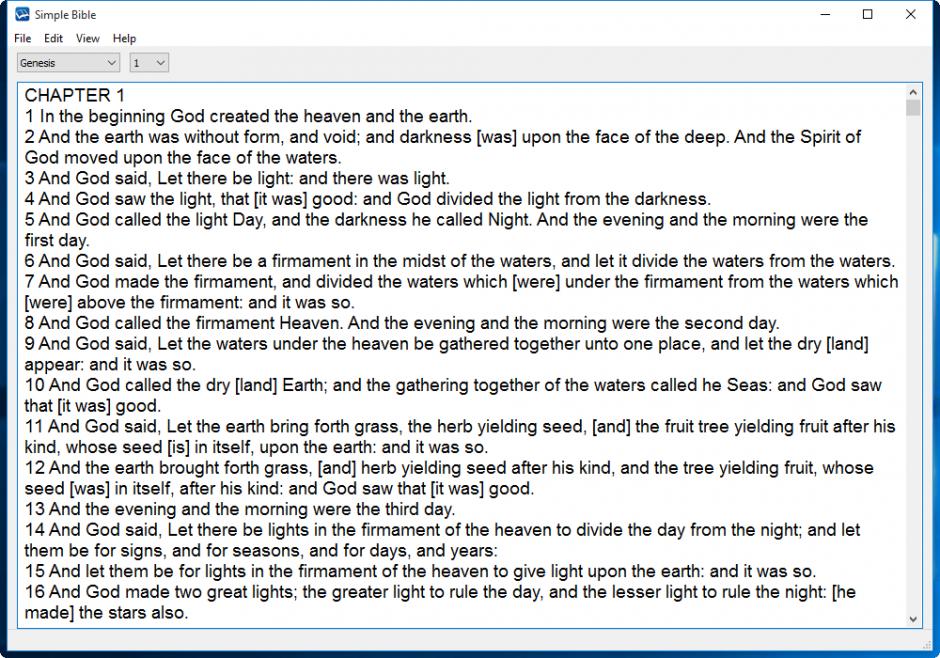 Simple Bible main screen