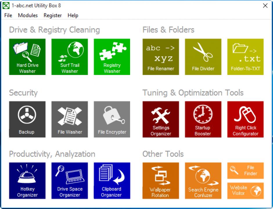 1-abc.net Utility Box main screen