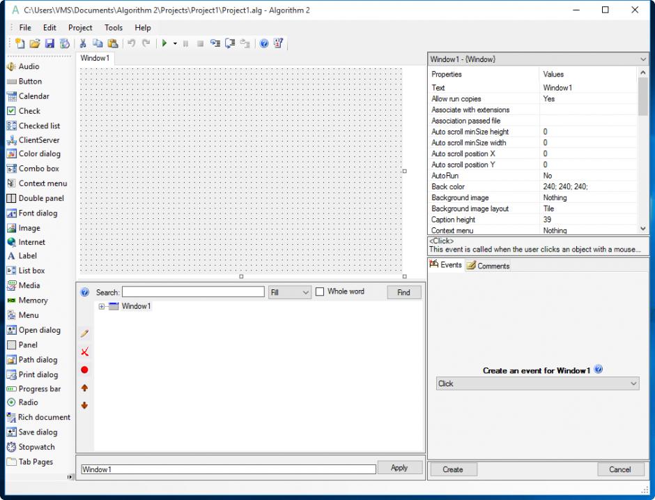 screenshot of program