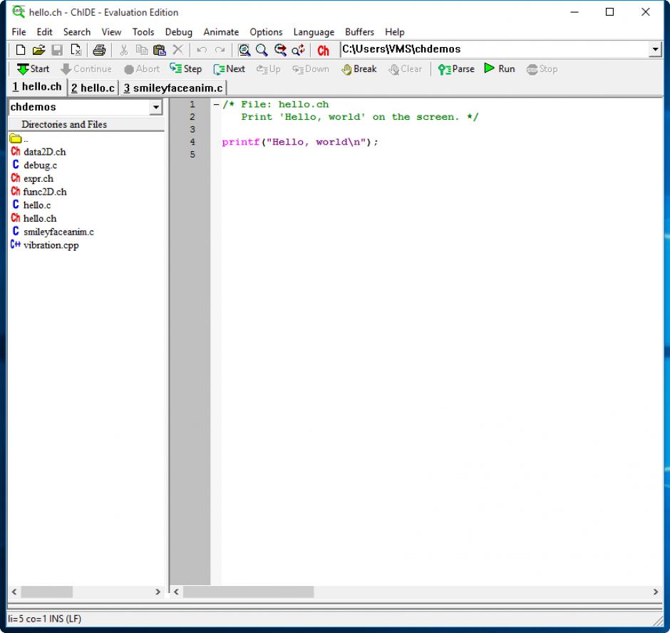 screenshot of program