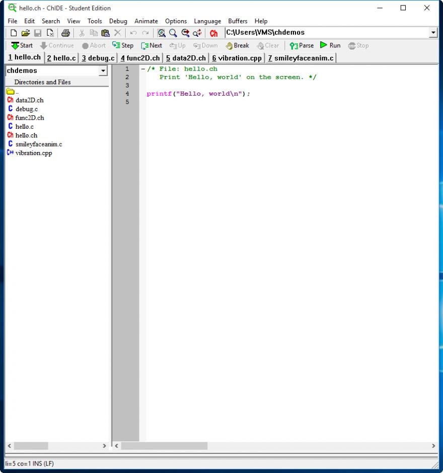 screenshot of program