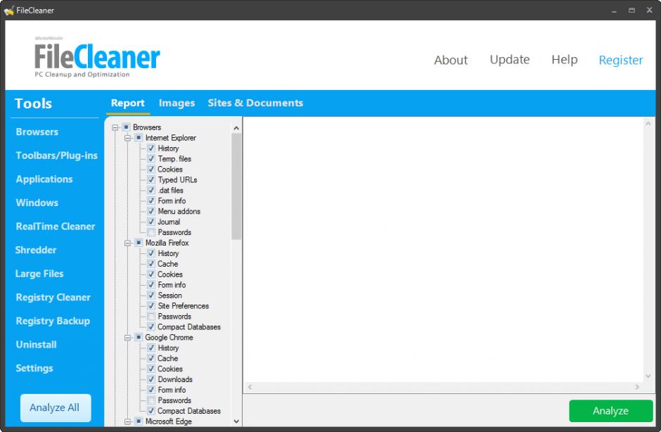 FileCleaner main screen