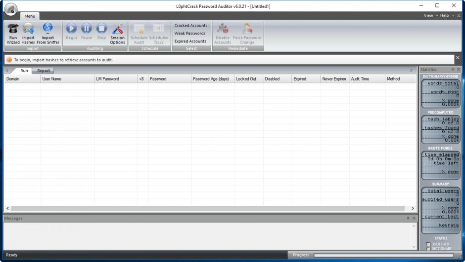 L0phtCrack main screen