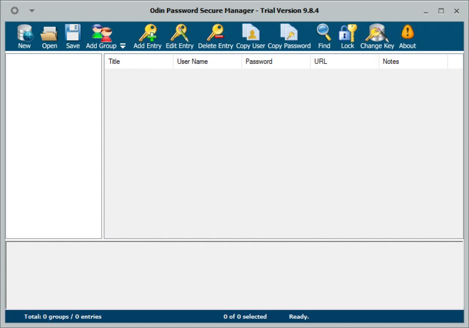 Odin Password Secure Manager main screen