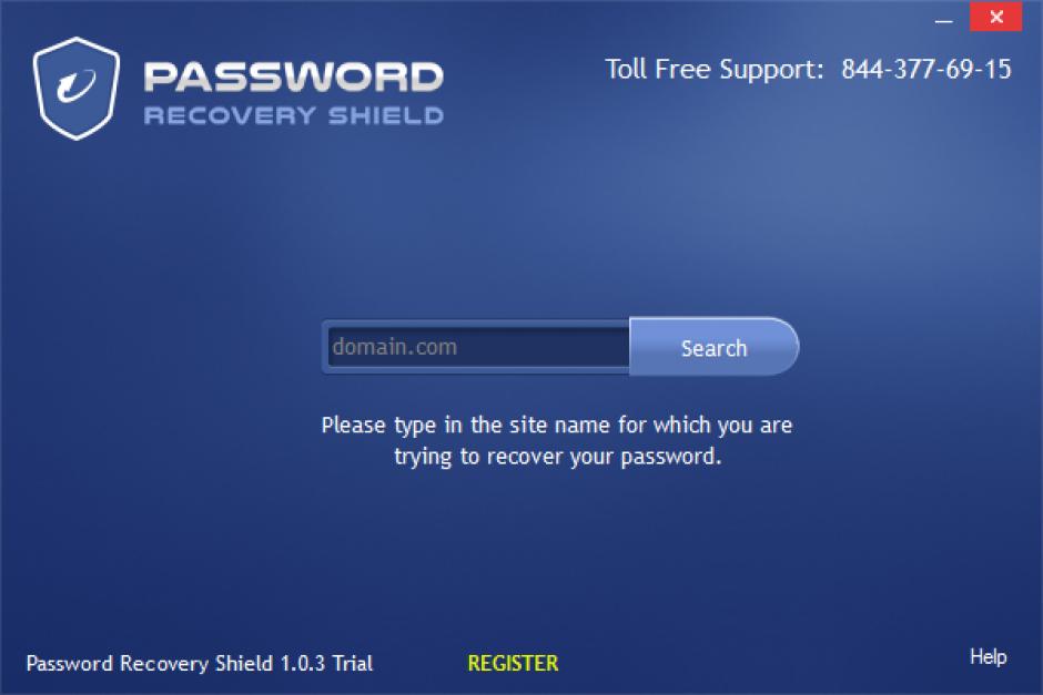 Password Recovery Shield main screen