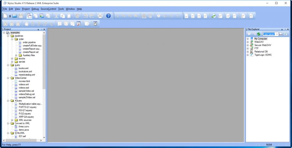 Stylus Studio X15 Release 2 XML Enterprise Suite main screen