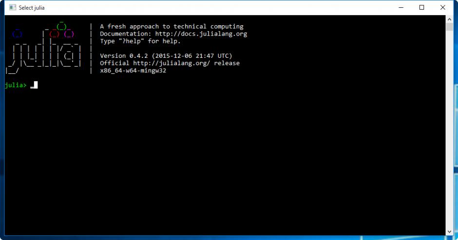 The Julia Language main screen