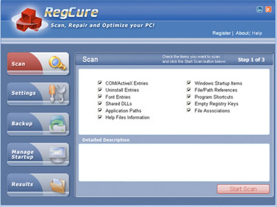 ParetoLogic RegCure main screen