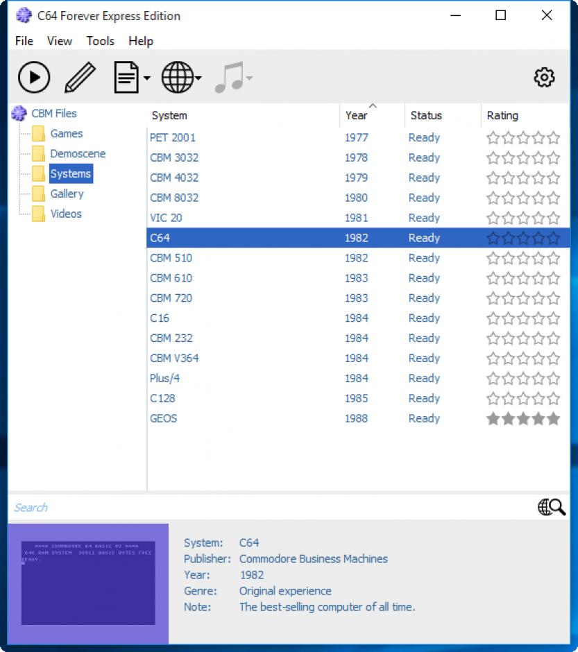 C64 Forever main screen