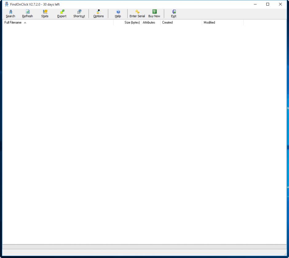 FindOnClick main screen