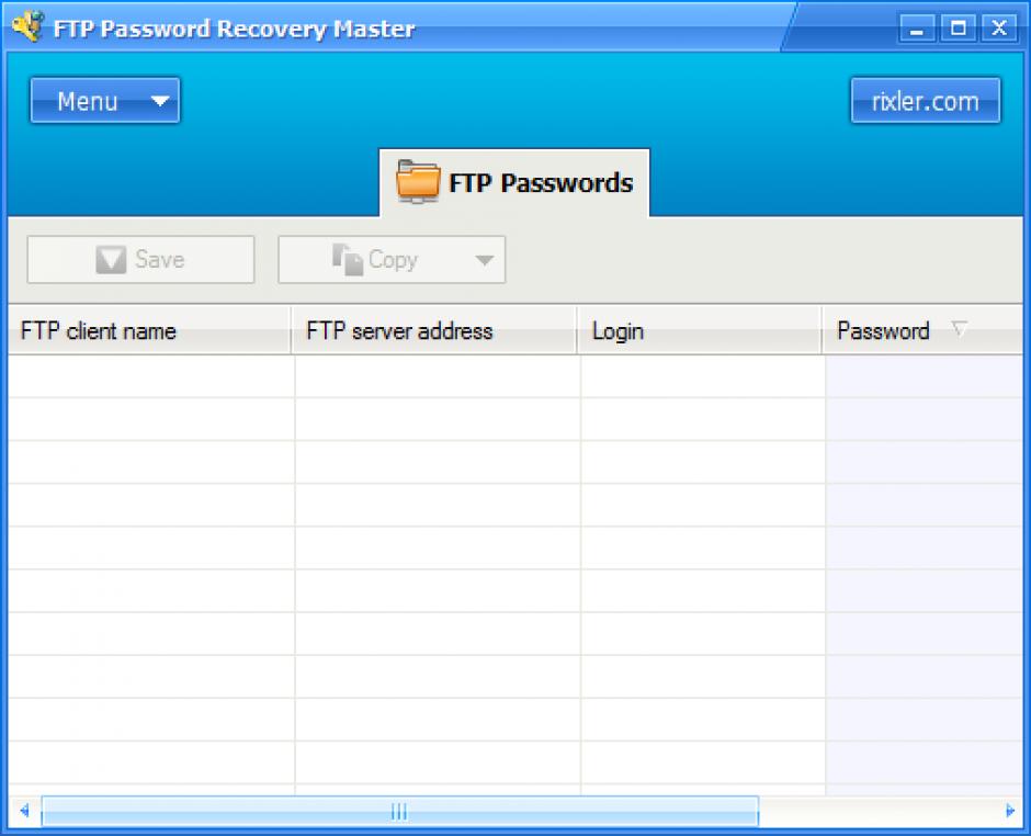 FTP Password Recovery Master main screen