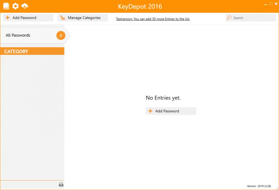 KeyDepot main screen