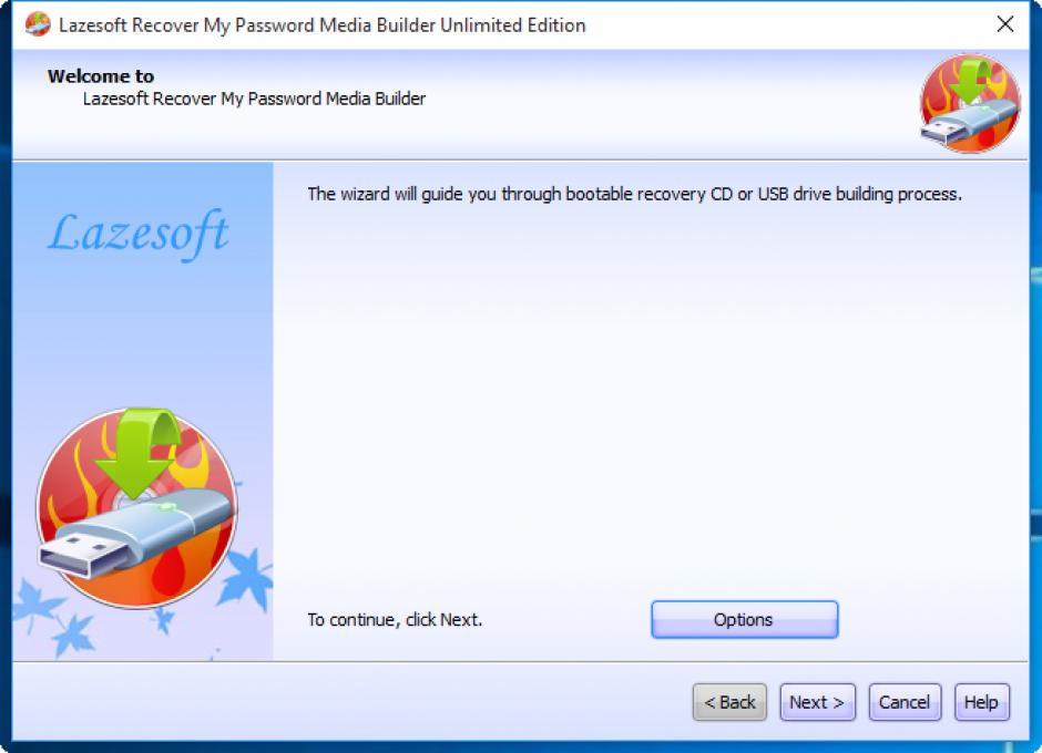 Lazesoft Recover My Password Unlimited Edition main screen