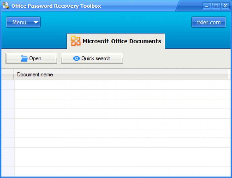 Office Password Recovery Toolbox main screen