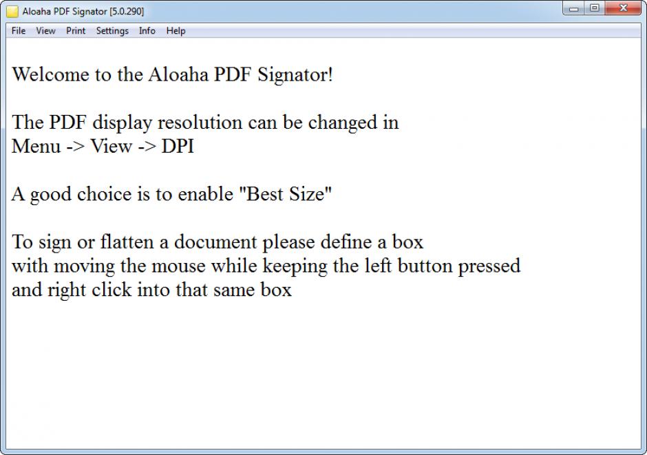 Aloaha PDF Signator main screen