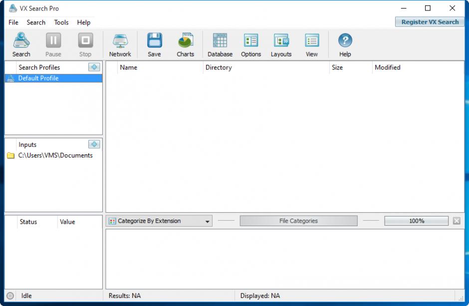 VX Search Pro main screen