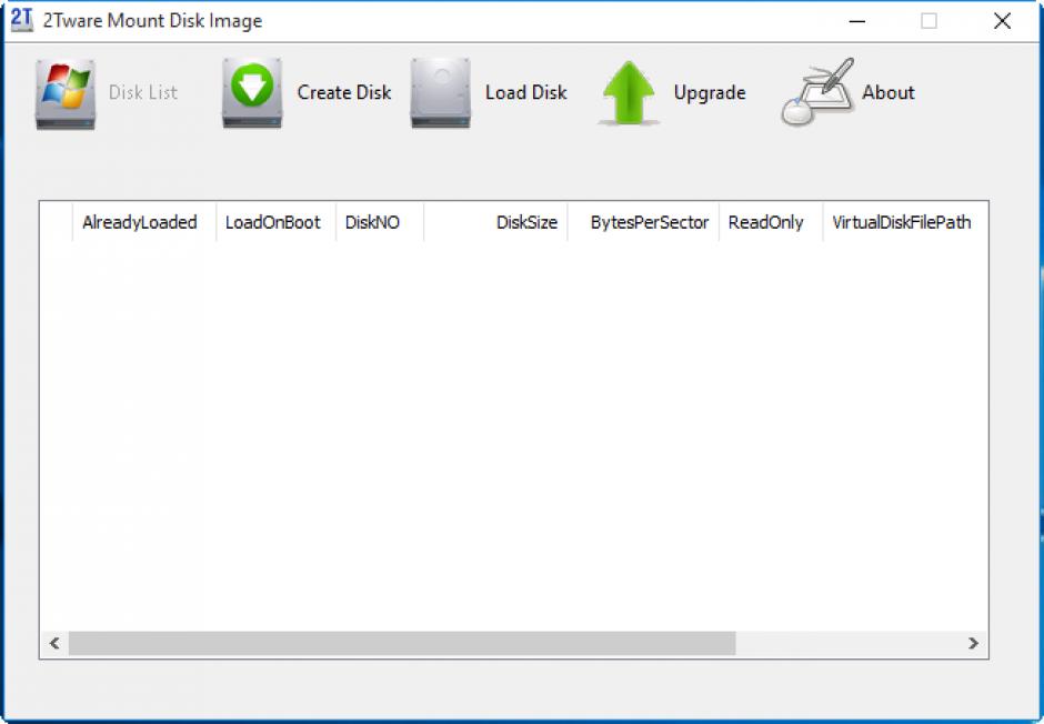 2Tware Mount Disk Image main screen