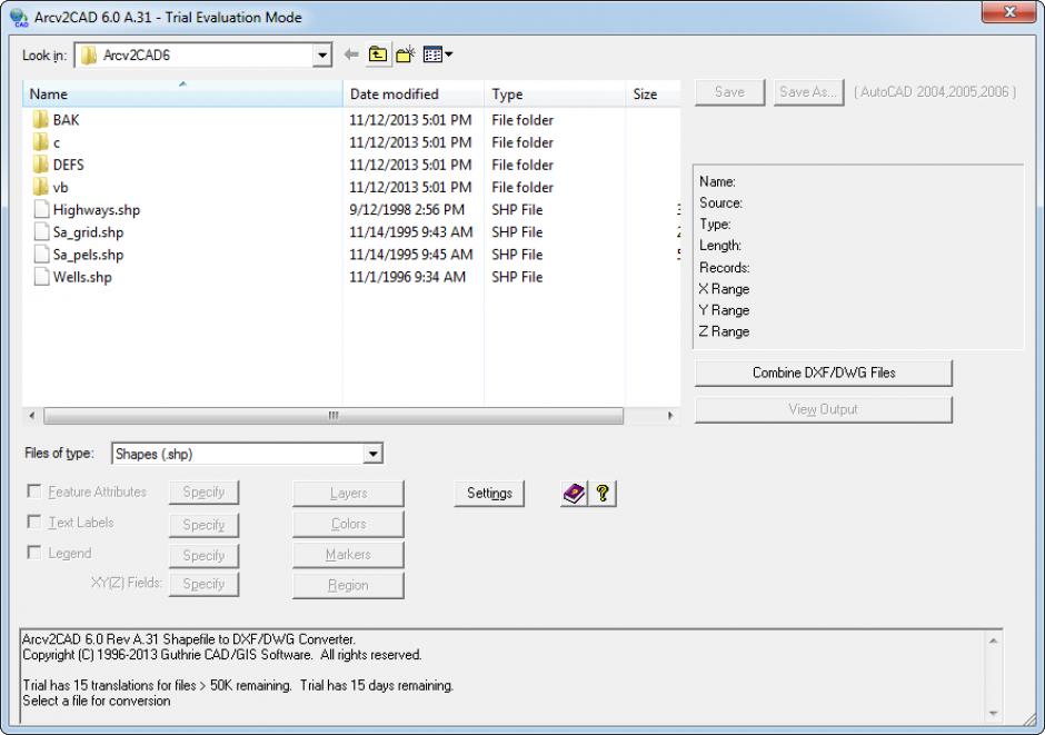 screenshot of program