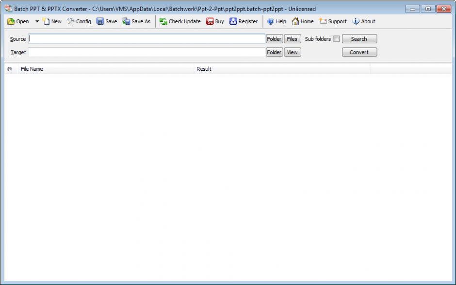 Batch PPTX to PPT Converter main screen