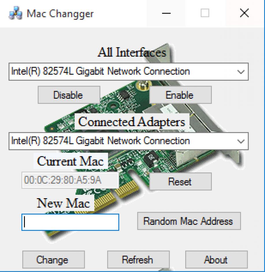 Mac Changer main screen
