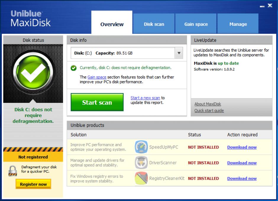 MaxiDisk main screen