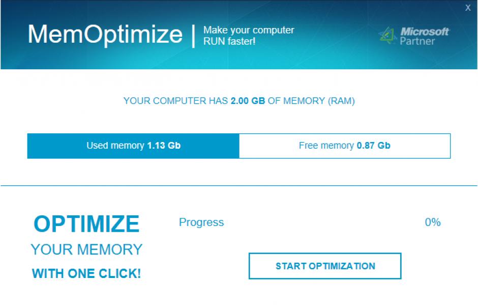 MemOptimize main screen