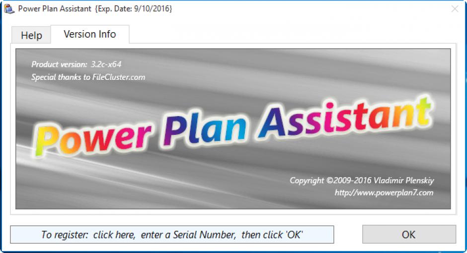 Power Plan Assistant main screen