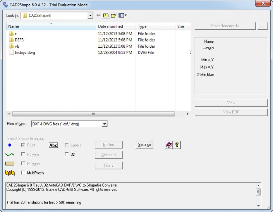 screenshot of program