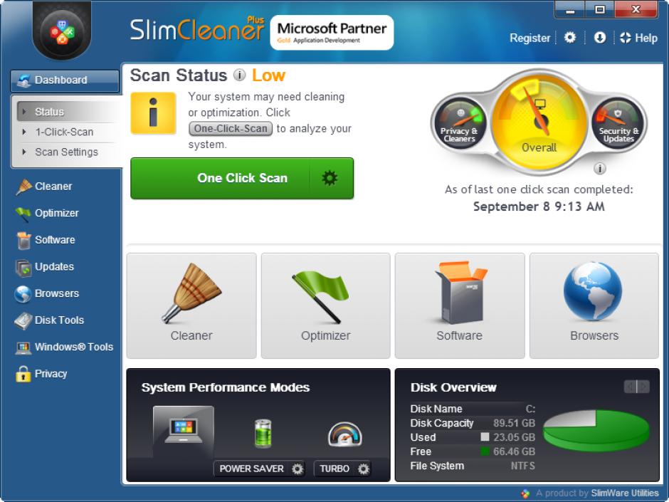 SlimCleaner Plus main screen