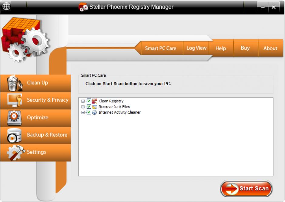 Stellar Phoenix Registry Manager main screen
