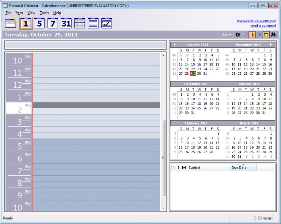 Calendarscope main screen