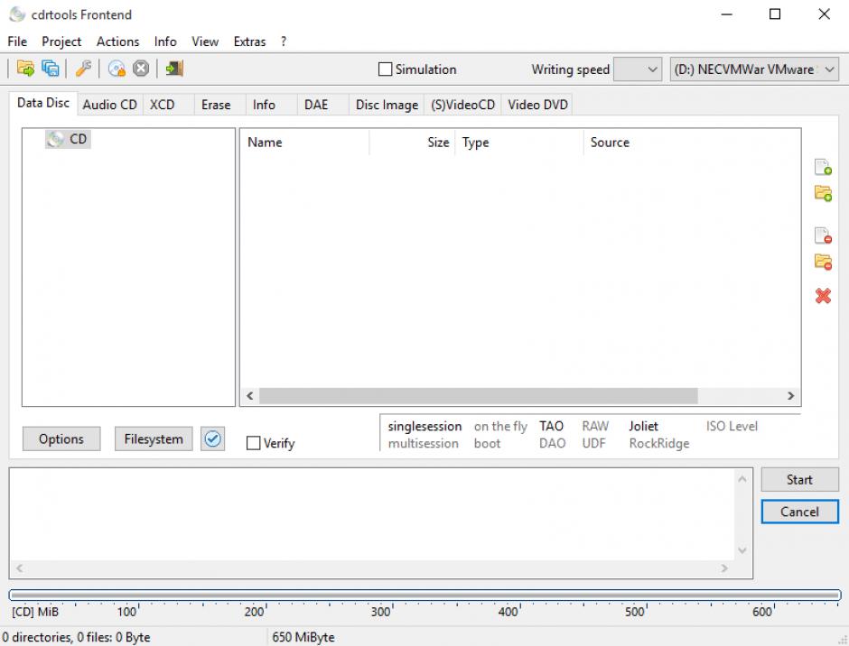 cdrtools Frontend main screen