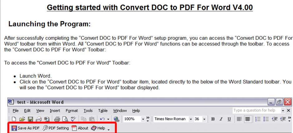 Convert DOC to PDF For Word main screen