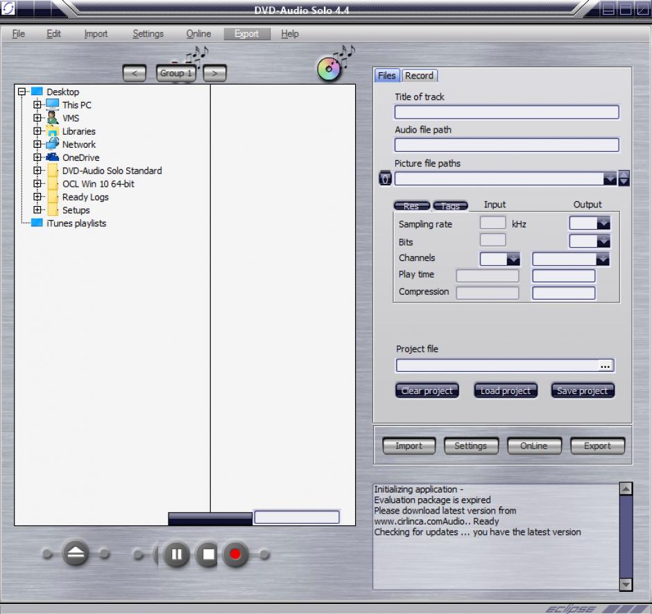 screenshot of program