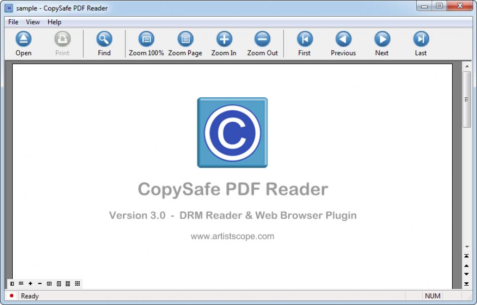 CopySafe PDF Reader main screen