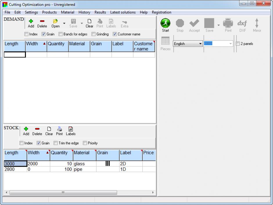 screenshot of program