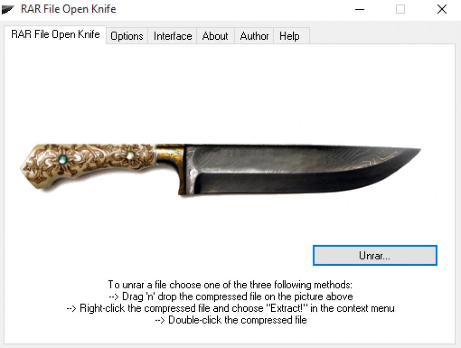 RAR File Open Knife main screen