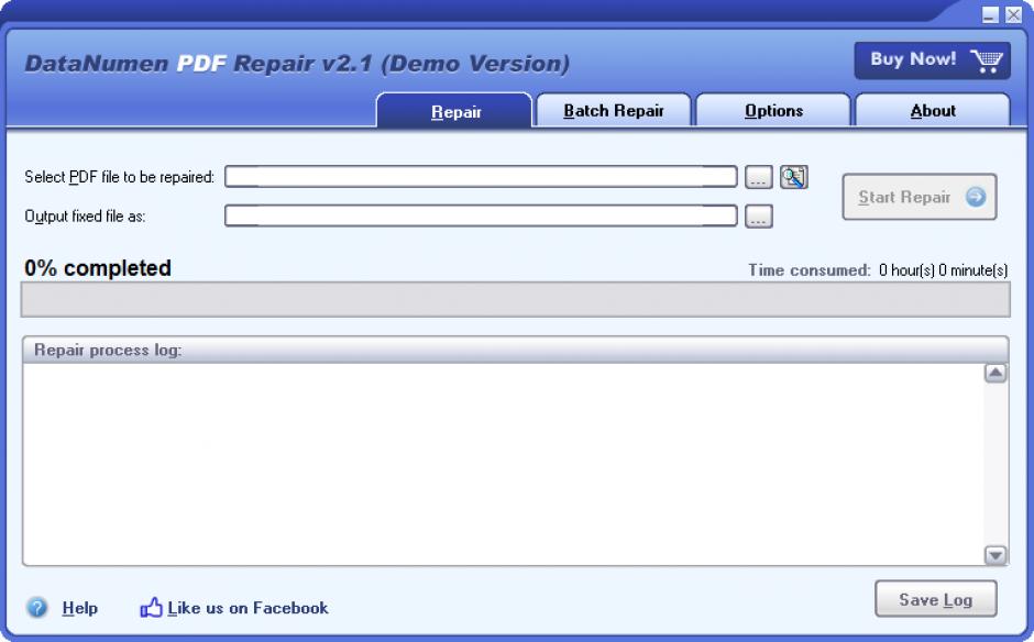 DataNumen PDF Repair main screen