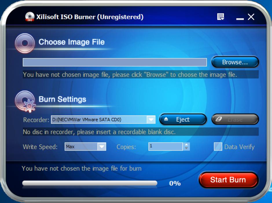 Xilisoft ISO Burner main screen