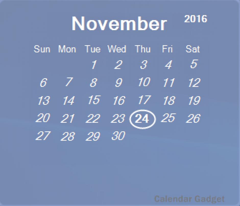 Calendar Gadget main screen