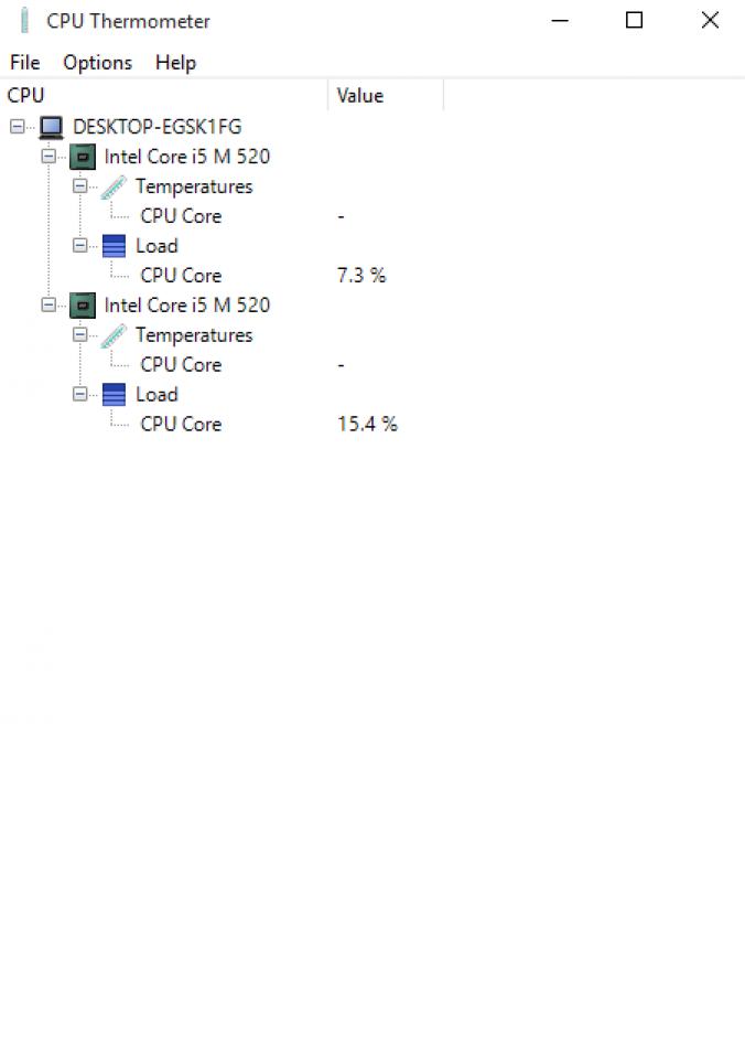 CPU Thermometer main screen