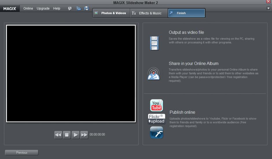 MAGIX Slideshow Maker main screen