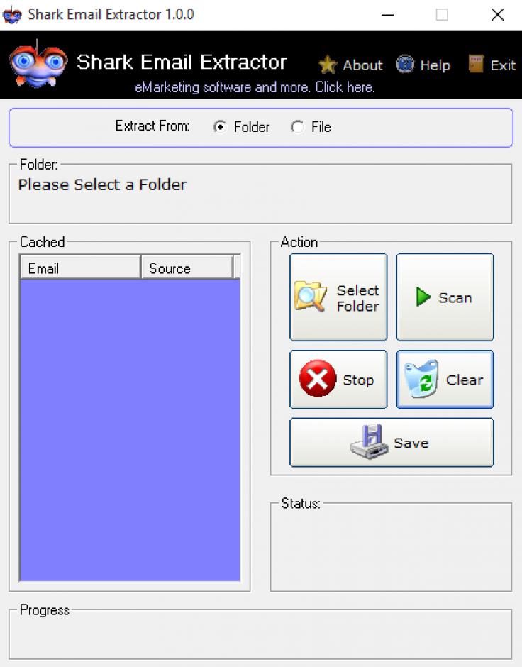 Shark Email Extractor main screen